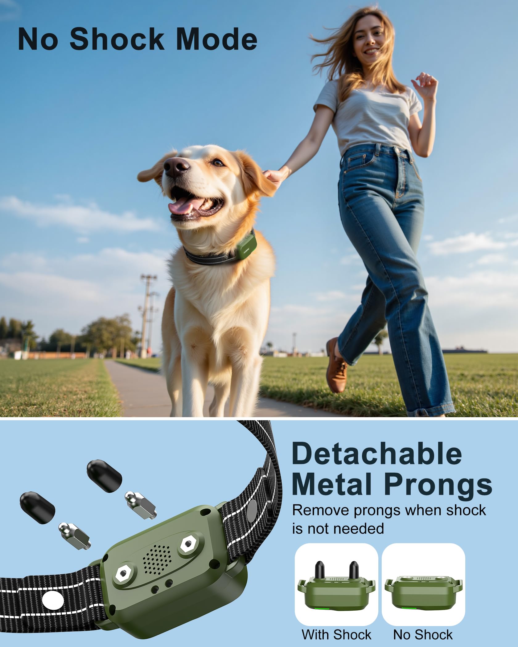 Jugbow Dog Shock Collar - 4500FT Dog Training Collar with Remote, IPX8 Waterproof Electric Dog Collar with 4 Training Modes, Security Lock, Rechargeable eCollar for 10-120lbs Small Medium Large Dogs Gronata