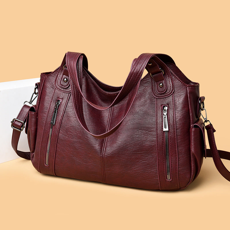 Handbag European And American Retro Solid Color Simple Texture Gronata