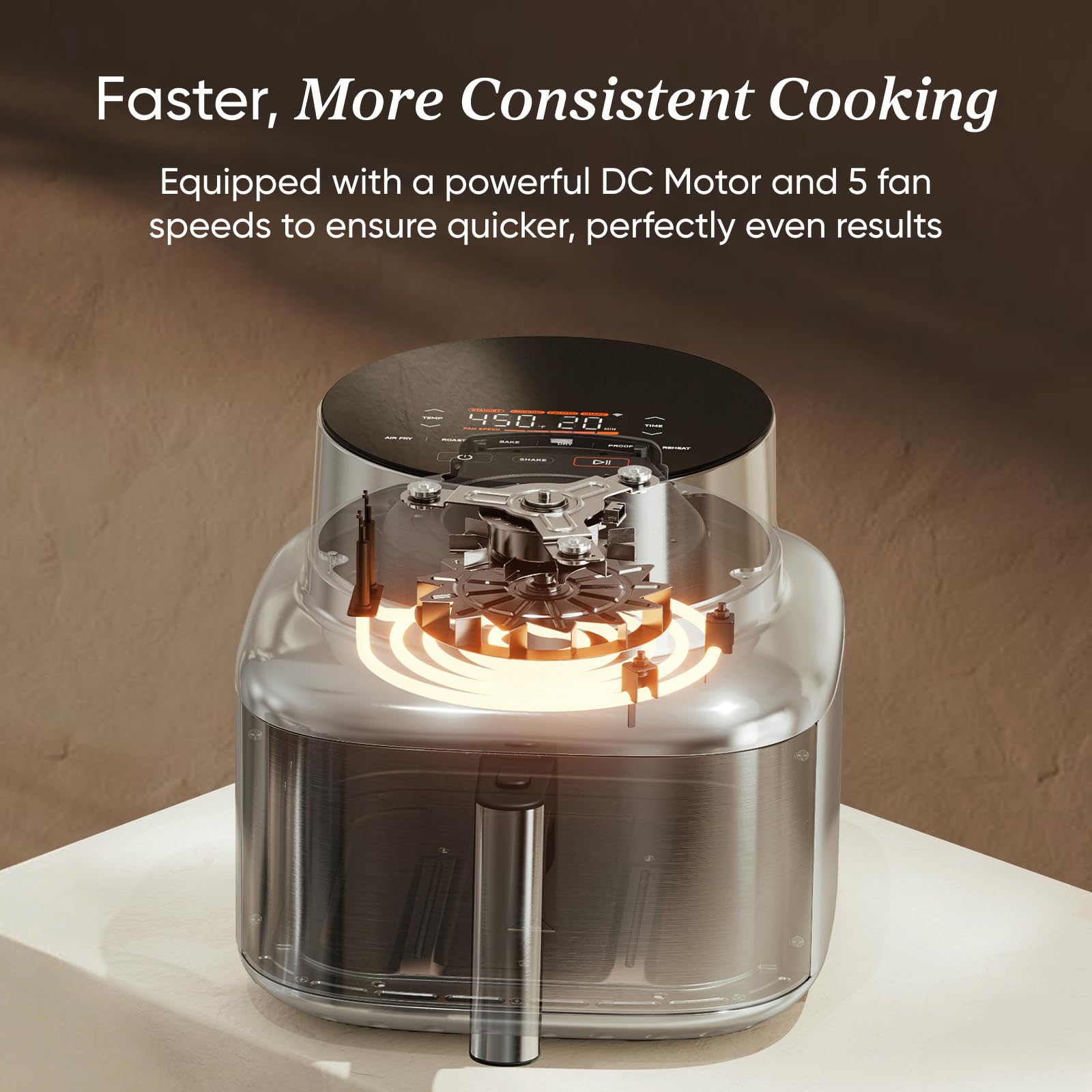 Cosori 9-in-1 TurboBlaze Air Fryer 6 Qt, PFAS-Free Ceramic Coating, 90°–450°F, Precise Heating for Even Results, Air Fry, Roast, Bake, Broil, Dry, Frozen, Proof, Reheat, Keep Warm, 120V, Dark Gray Gronata