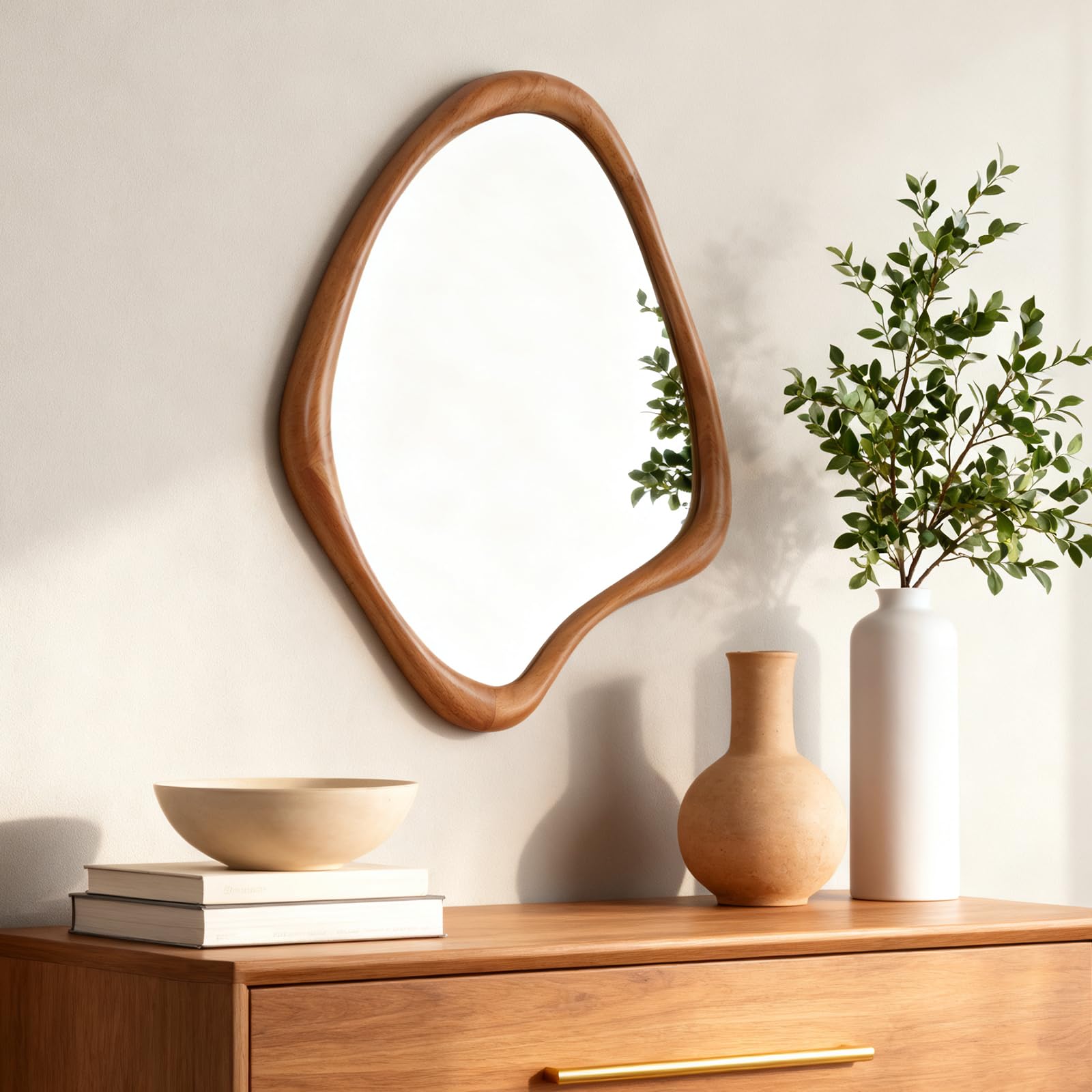 WallBeyond Asymmetrical Mirror, Irregular Mirror Full Length, Boho Wall Mirrors Decorative for Bedroom Living Room Entryway Hall, Mid Century Modern Decor 48" H x 22" W Gronata