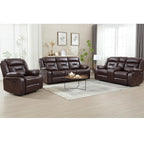 EBELLO Faux Leather Recliner Sofa Furniture Set for Living Room, 2 Recliner Chairs, 3 Seat Reclining Sofa Couch Set for Meeting Room, Brown Gronata