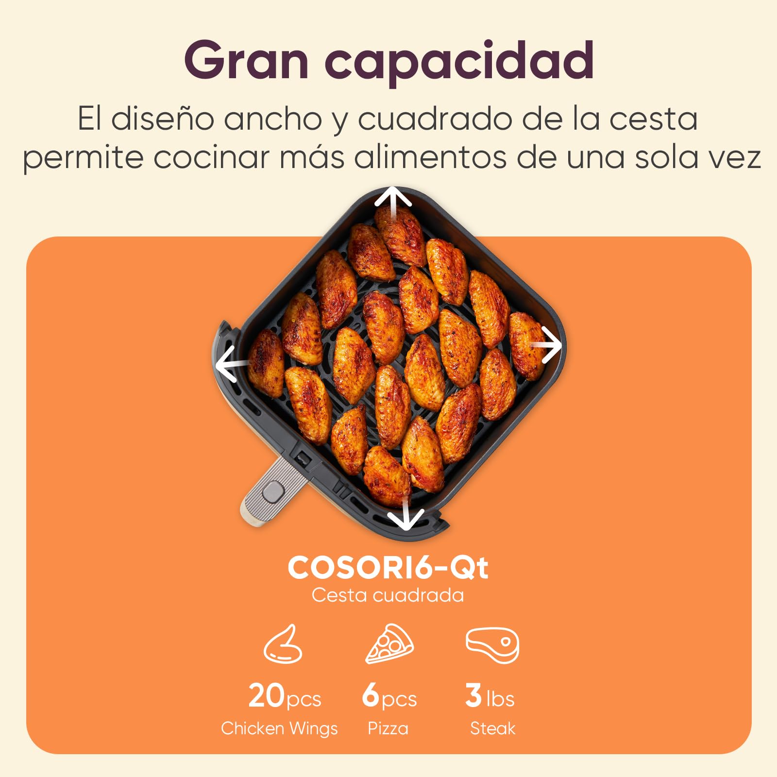 Cosori 9-in-1 TurboBlaze Air Fryer 6 Qt, PFAS-Free Ceramic Coating, 90°–450°F, Precise Heating for Even Results, Air Fry, Roast, Bake, Broil, Dry, Frozen, Proof, Reheat, Keep Warm, 120V, Dark Gray Gronata