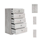 Signature Design by Ashley Shawburn Rustic 5 Drawer Chest of Smooth-Gliding Drawers and Safety Stop, White & Gray Gronata