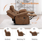 EBELLO Faux Leather Recliner Sofa Furniture Set for Living Room, 2 Recliner Chairs, 3 Seat Reclining Sofa Couch Set for Meeting Room, Brown Gronata