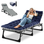 DoCred Heavy Duty Chaise Lounge Chair, Adjustable 5-Position Folding Chaise Lounge Chairs for Outside, Portable Lay Flat Beach Lounge Chair for Outdoor Sunbathing Beach Pool Lawn Camping Gronata