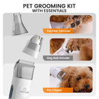 oneisall Dog Grooming Vacuum, Pet Grooming Vacuum with Clipper Nail Grinder, 1.5L Dust Cup Dog deshedding Brush with 7 Tools for Shedding Pet Hair, Home Cleaning(Blue) Gronata