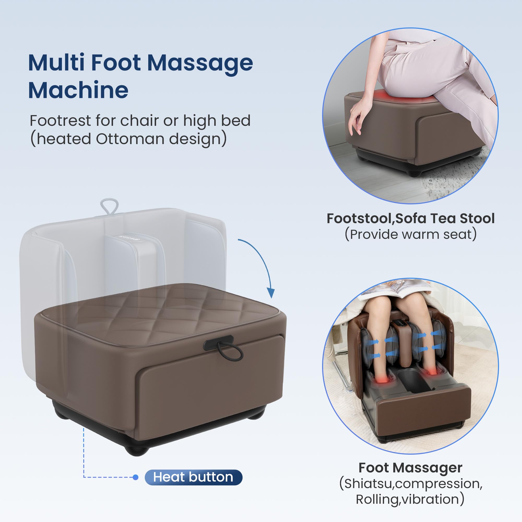 COMFIER 2 in 1 FSA Foot Massager Machine,HSA Shiatsu Foot and Calf Massager with Heat,Kneading,Vibration,Compression Massagers for Feet Health,Plantar Fasclitis,Father‘s Day Gift for Dad Gronata