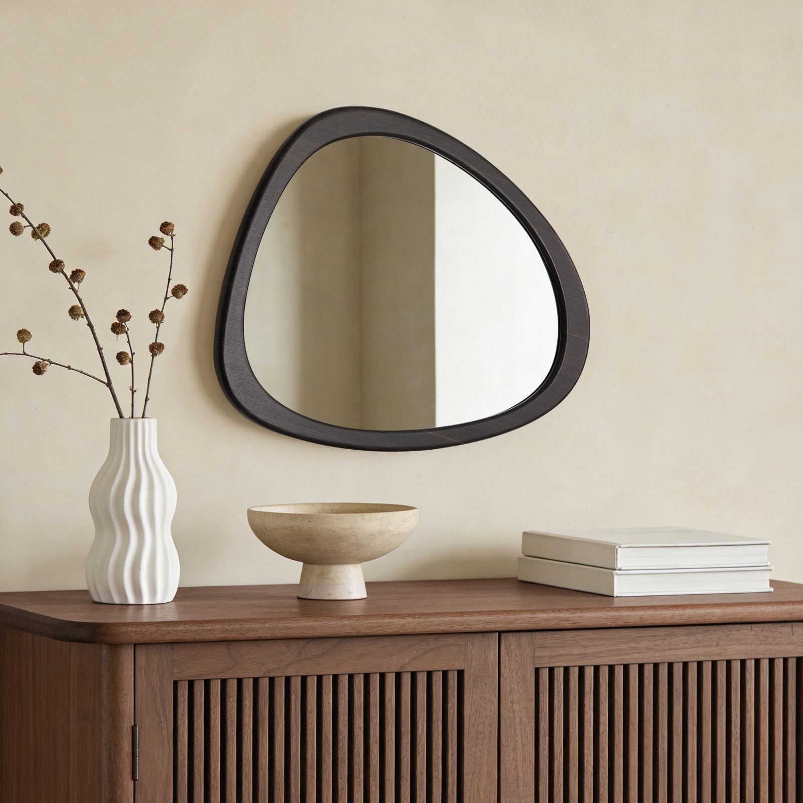 WallBeyond Asymmetrical Mirror, Irregular Mirror Full Length, Boho Wall Mirrors Decorative for Bedroom Living Room Entryway Hall, Mid Century Modern Decor 48" H x 22" W Gronata