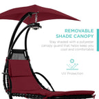 Best Choice Products Outdoor Hanging Curved Steel Chaise Lounge Chair Swing w/Built-in Pillow and Removable Canopy - Navy Blue Gronata