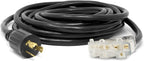 Wen PC2513 25 ft. 30-Amp 10-Gauge SJTW Fan-Style 10/3 Generator Extension Cord (converts L5-30R to Three 5-20R outlets), Black Gronata