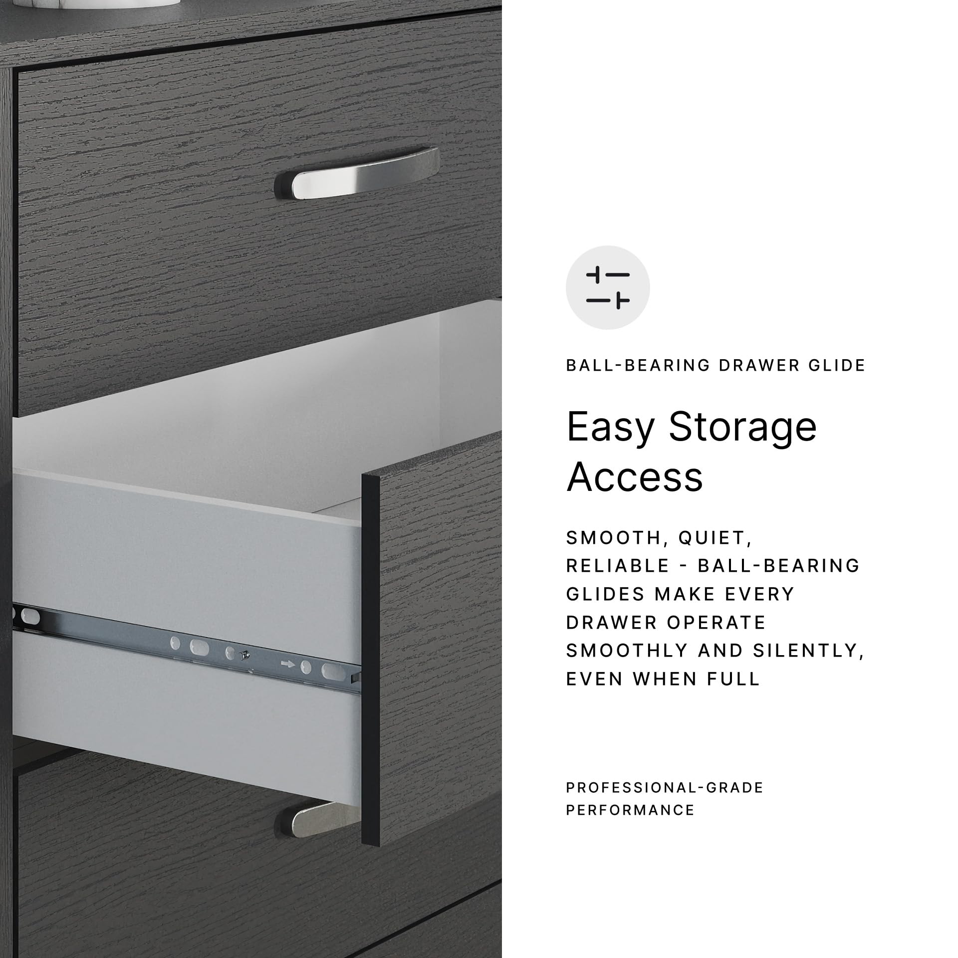 Signature Design by Ashley Finch Modern 6 Drawer Dresser with Ball-bearing Construction and Safety Stop, Black Gronata