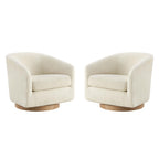 CHITA Swivel Accent Chair, Fully Assembled Fabric Barrel Armchair with FSC Certified Upholstered for Living Room, Bedroom and Office, Cream Gronata