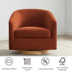 CHITA Swivel Accent Chair, Fully Assembled Fabric Barrel Armchair with FSC Certified Upholstered for Living Room, Bedroom and Office, Cream Gronata