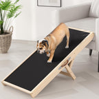 Chuiendi Dog Ramp for High Bed, Couch, Car, Pet Ramps 55.12" Long Adjustable 19.3"-27.17" Wooden Dog Step with Anti-slip Rubber Mat & Safety Side Rails for Small Medium Large Older Pets, up to 250 lbs Gronata
