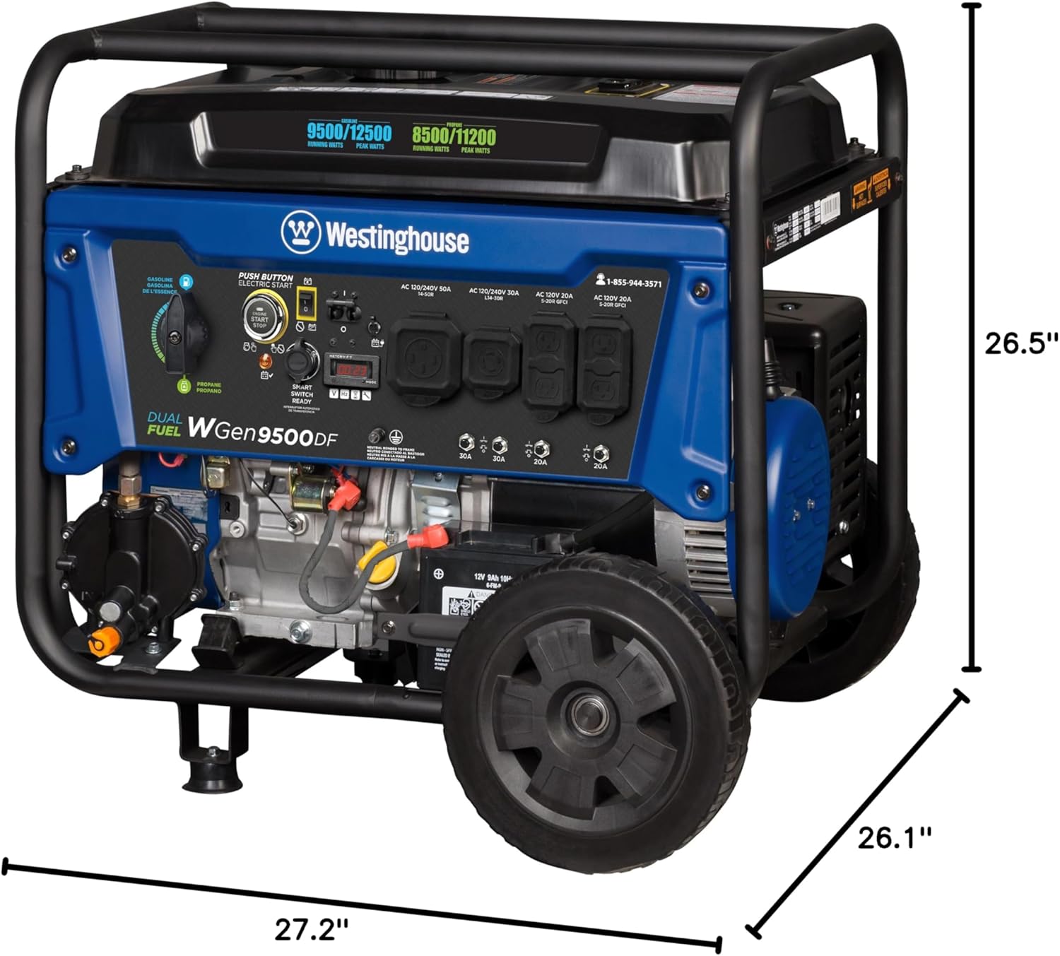 Westinghouse 12500 Watt Dual Fuel Home Backup Portable Generator, Remote Electric Start, Transfer Switch Ready, Gas and Propane Powered Gronata