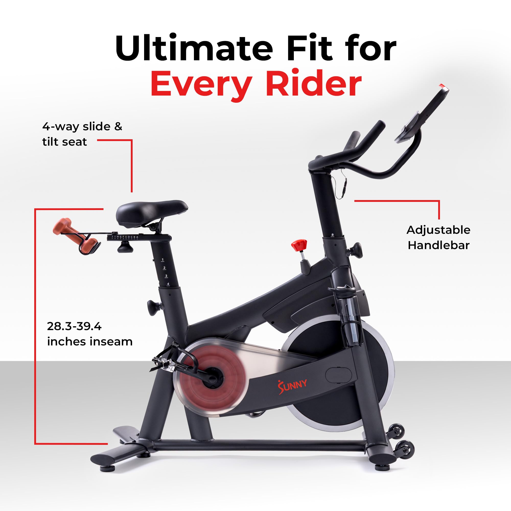 Sunny Health & Fitness Nova Smart Indoor Cycling Bike – Magnetic Resistance Exercise Bike with SunnyFit App, Quiet Belt Drive & Compact Home Cardio Bike for Beginners Gronata