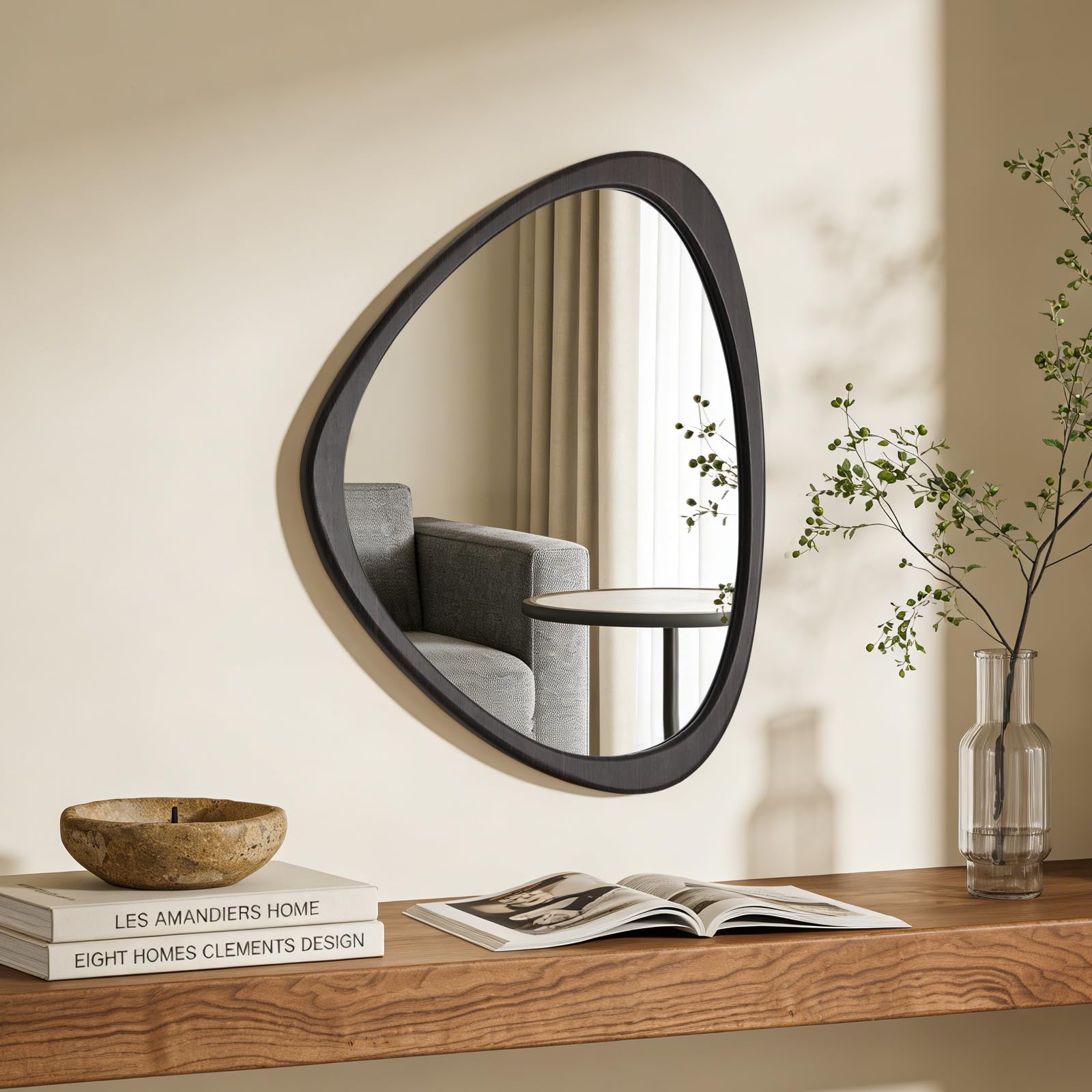 WallBeyond Asymmetrical Mirror, Irregular Mirror Full Length, Boho Wall Mirrors Decorative for Bedroom Living Room Entryway Hall, Mid Century Modern Decor 48" H x 22" W Gronata