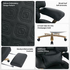 EXCEBET Big and Tall Executive Office Chair with Footrest, 400LBS Capacity Ergonomic High-Back Desk Office Chair with Lumbar Support, Padded Armrests & Thick Cushion, White PU Leather Chairs Gronata