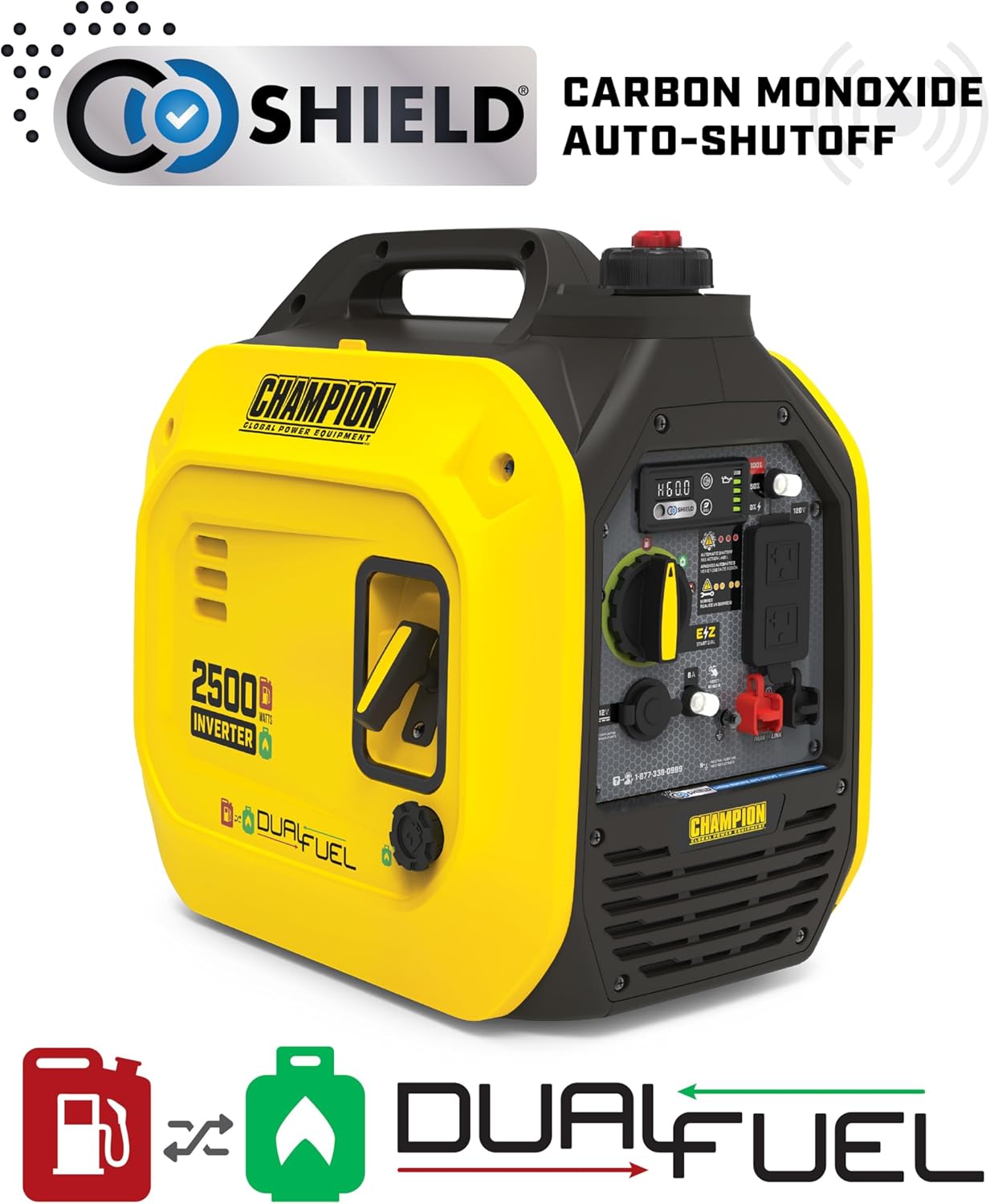 Champion Power Equipment 2500-Watt Dual Fuel Portable Inverter Generator with Quiet Technology and CO Shield Gronata