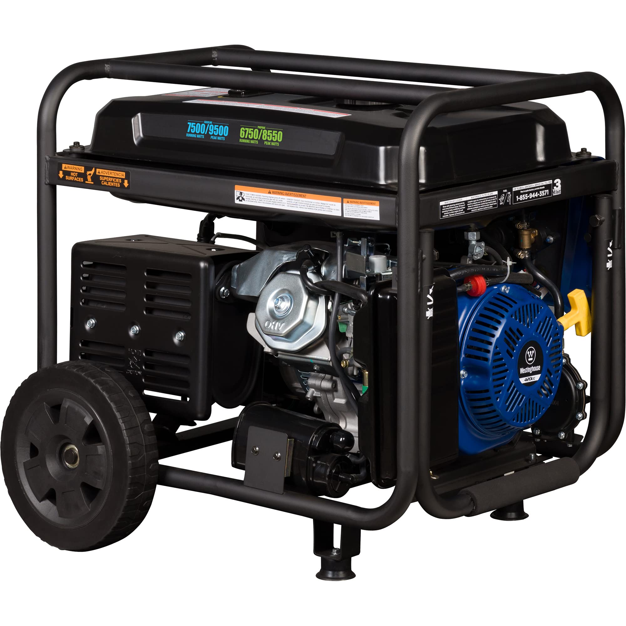 Westinghouse WGen7500DF Dual Fuel Home Backup Portable Generator, 9500 Peak Watts & 7500 Rated Watts, Remote Electric Start, Transfer Switch Ready, Gas & Propane Powered, CARB Compliant Gronata