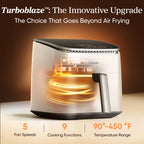 Cosori 9-in-1 TurboBlaze Air Fryer 6 Qt, PFAS-Free Ceramic Coating, 90°–450°F, Precise Heating for Even Results, Air Fry, Roast, Bake, Broil, Dry, Frozen, Proof, Reheat, Keep Warm, 120V, Dark Gray Gronata
