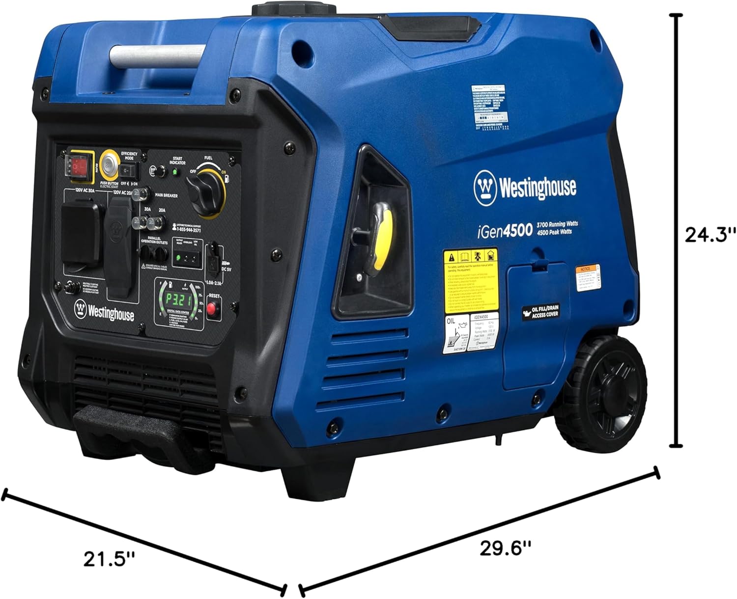 Westinghouse 5000 Peak Watt Super Quiet Portable Inverter Generator, Remote Electric Start with Auto Choke, Wheel & Handle Kit, RV Ready, Gas Powered, Parallel Capable Gronata