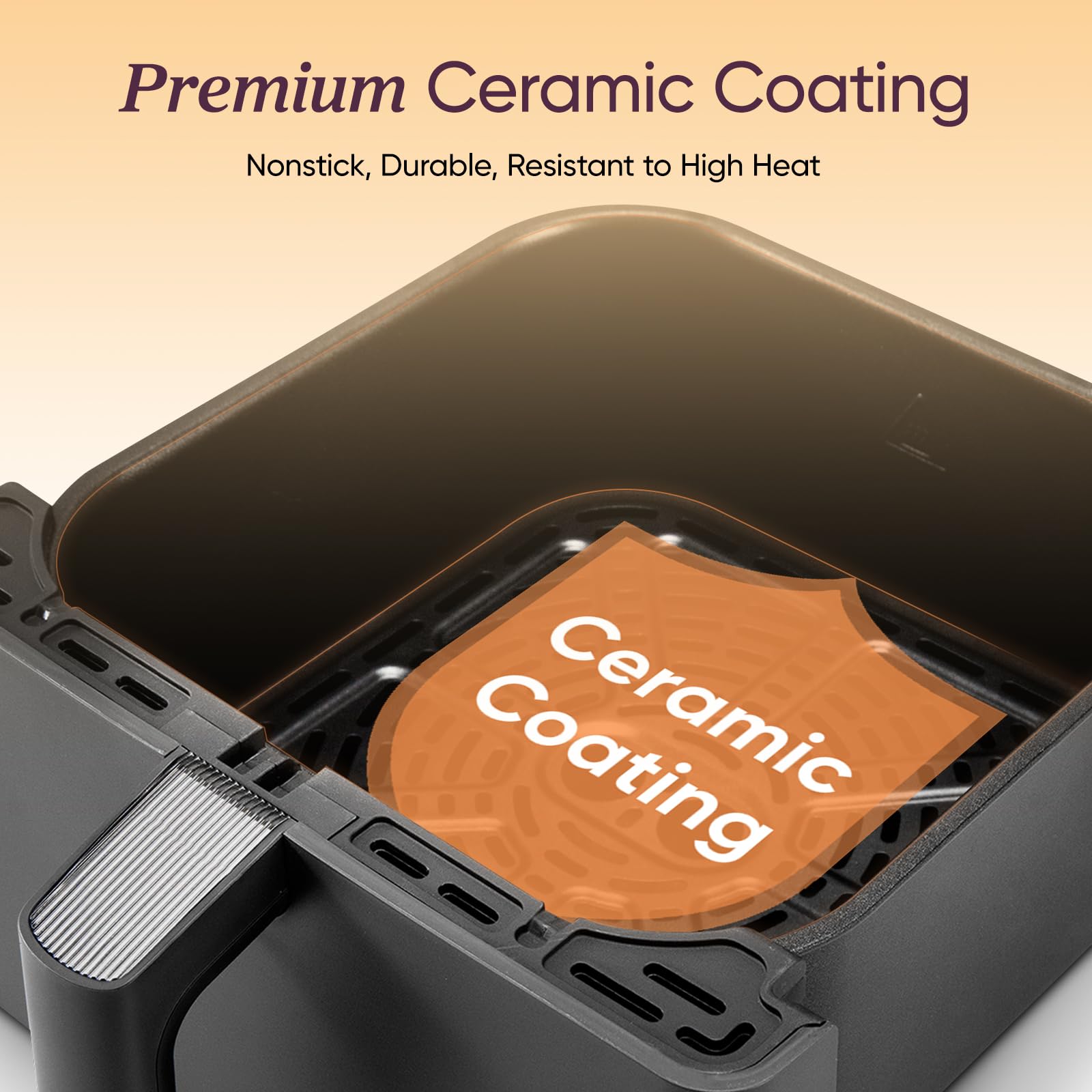 Cosori 9-in-1 TurboBlaze Air Fryer 6 Qt, PFAS-Free Ceramic Coating, 90°–450°F, Precise Heating for Even Results, Air Fry, Roast, Bake, Broil, Dry, Frozen, Proof, Reheat, Keep Warm, 120V, Dark Gray Gronata