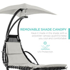 Best Choice Products Outdoor Hanging Curved Steel Chaise Lounge Chair Swing w/Built-in Pillow and Removable Canopy - Navy Blue Gronata