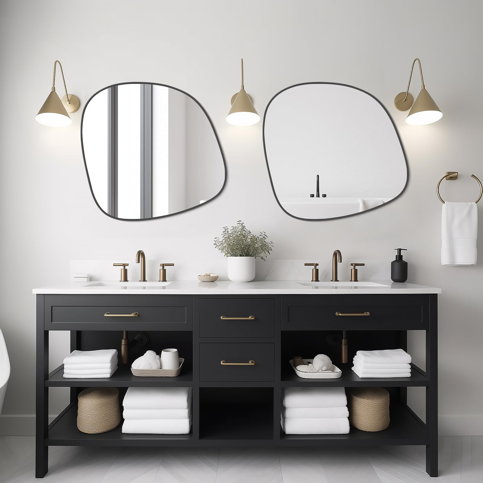 WallBeyond Asymmetrical Mirror, Irregular Mirror Full Length, Boho Wall Mirrors Decorative for Bedroom Living Room Entryway Hall, Mid Century Modern Decor 48" H x 22" W Gronata