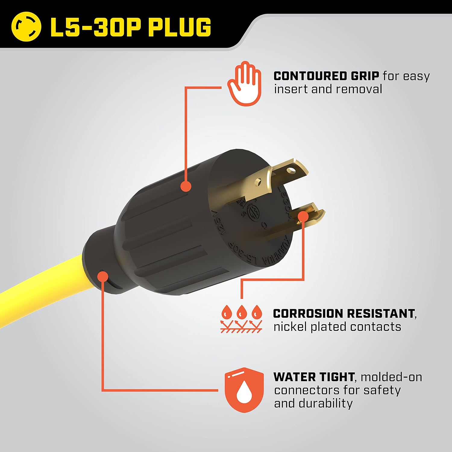 Champion Power Equipment 25-Foot 30-Amp 125-Volt Fan-Style Generator Extension Cord (L5-30P to three 5-15R) Gronata