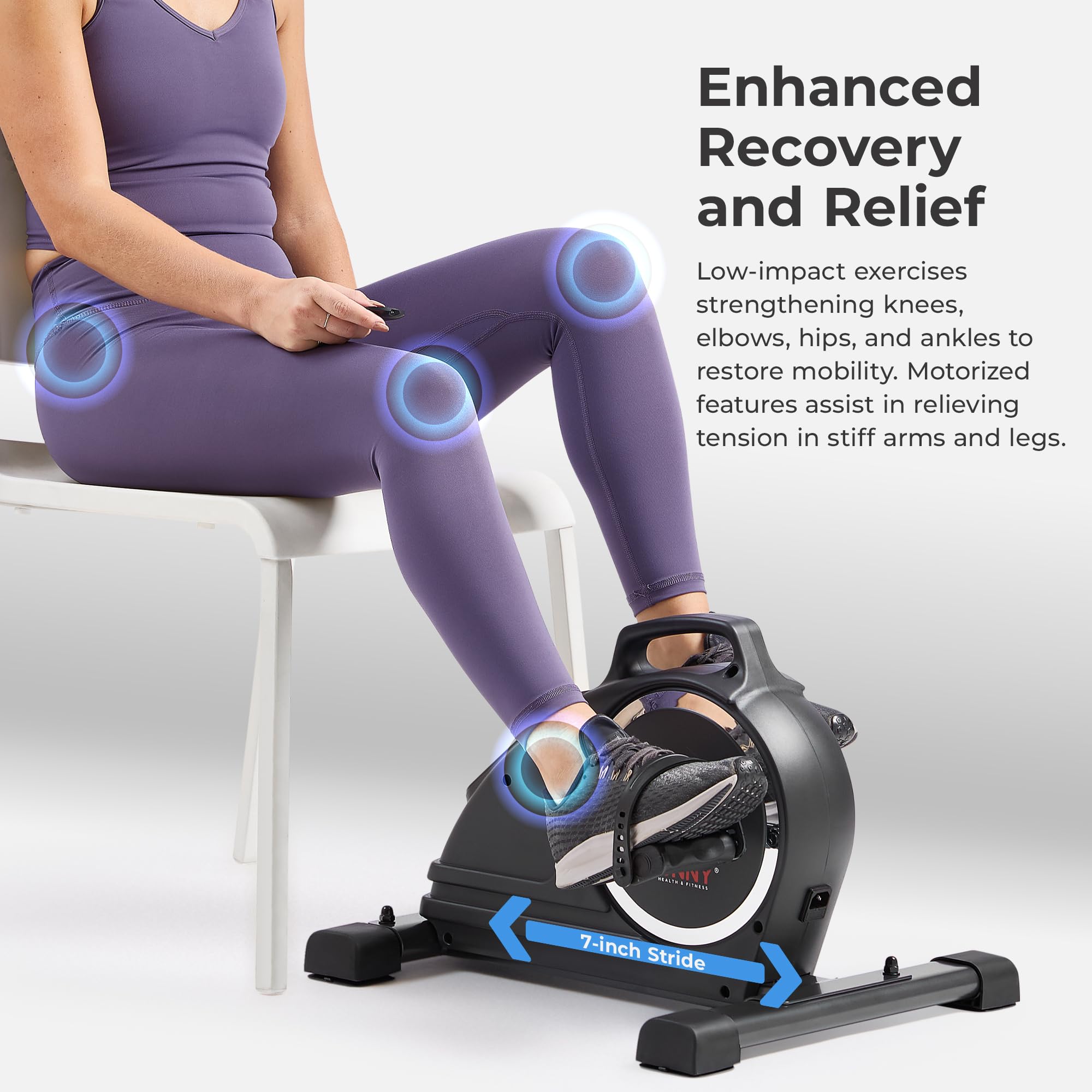 Sunny Health & Fitness Dual Function Smart Motorized Mini Bike Trainer, Under Desk Exercise Machine for Senior Training, Arm/Leg Cardio Cycle Workout, Free SunnyFit App Bluetooth Link-SF-B020029SMART Gronata