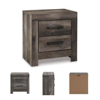 Signature Design by Ashley Wynnlow Rustic 2 Drawer Two Drawer Nightstand, 24.41" Tall, Weathered Gray Gronata