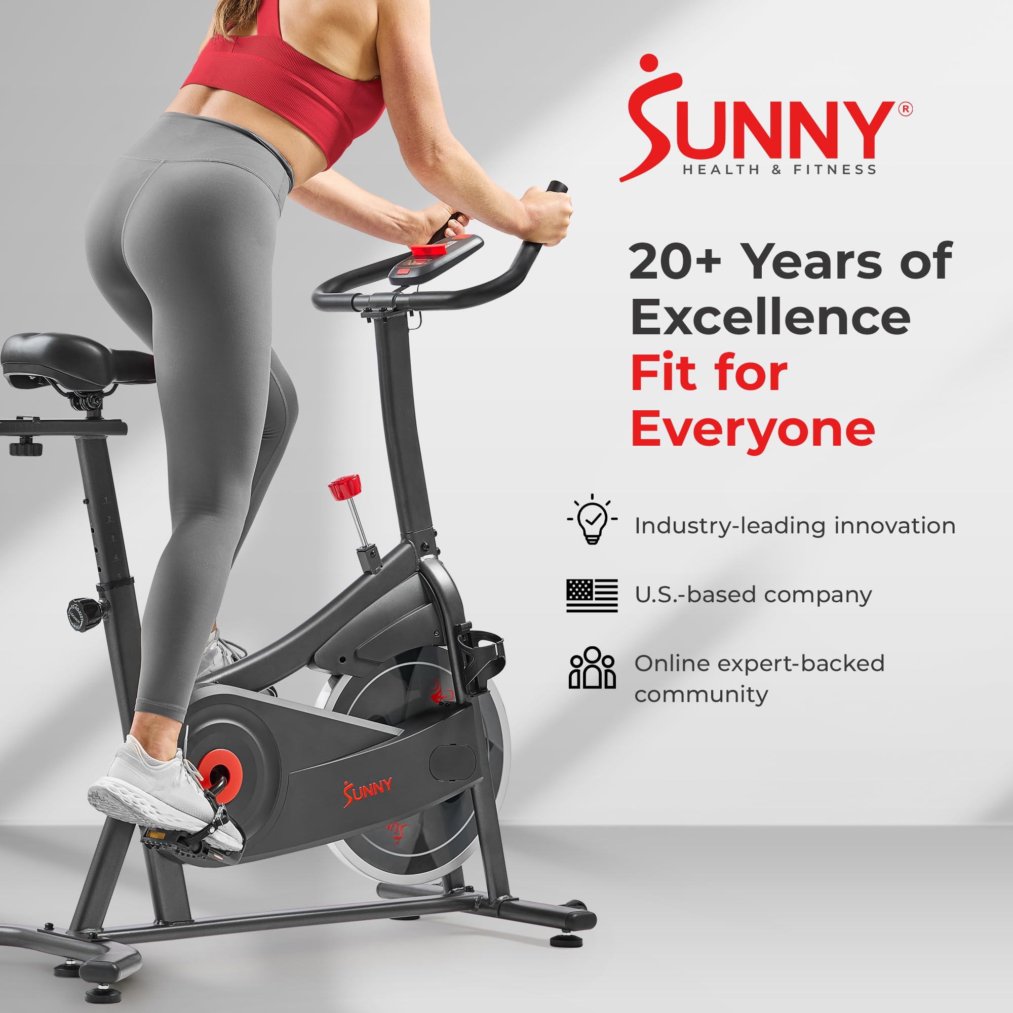 Sunny Health & Fitness Nova Smart Indoor Cycling Bike – Magnetic Resistance Exercise Bike with SunnyFit App, Quiet Belt Drive & Compact Home Cardio Bike for Beginners Gronata