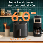 Cosori 9-in-1 TurboBlaze Air Fryer 6 Qt, PFAS-Free Ceramic Coating, 90°–450°F, Precise Heating for Even Results, Air Fry, Roast, Bake, Broil, Dry, Frozen, Proof, Reheat, Keep Warm, 120V, Dark Gray Gronata