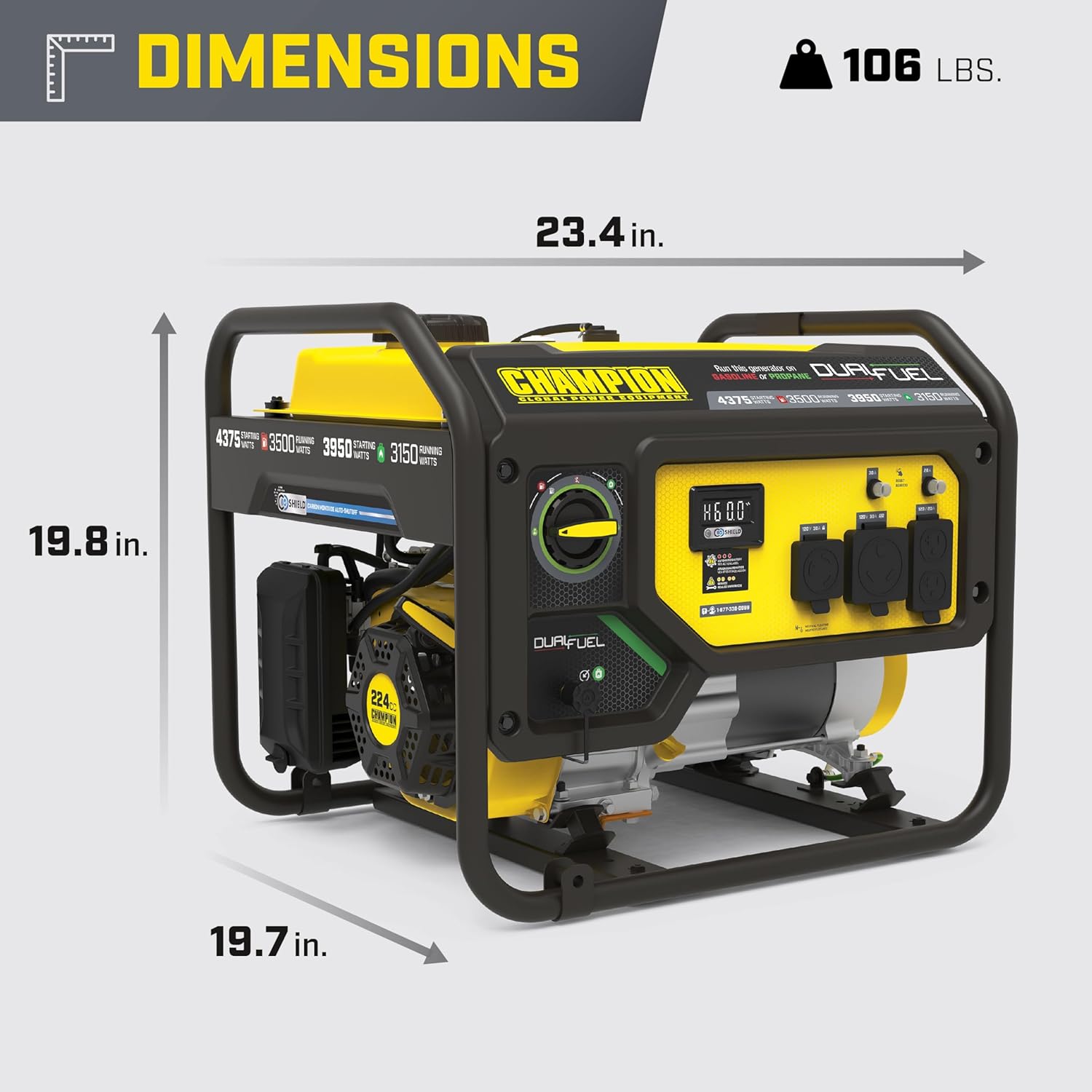 Champion Power Equipment 4375-Watt Dual Fuel RV Ready Portable Generator with Free 3-Year Warranty Gronata