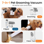 oneisall Dog Grooming Vacuum, Pet Grooming Vacuum with Clipper Nail Grinder, 1.5L Dust Cup Dog deshedding Brush with 7 Tools for Shedding Pet Hair, Home Cleaning(Blue) Gronata