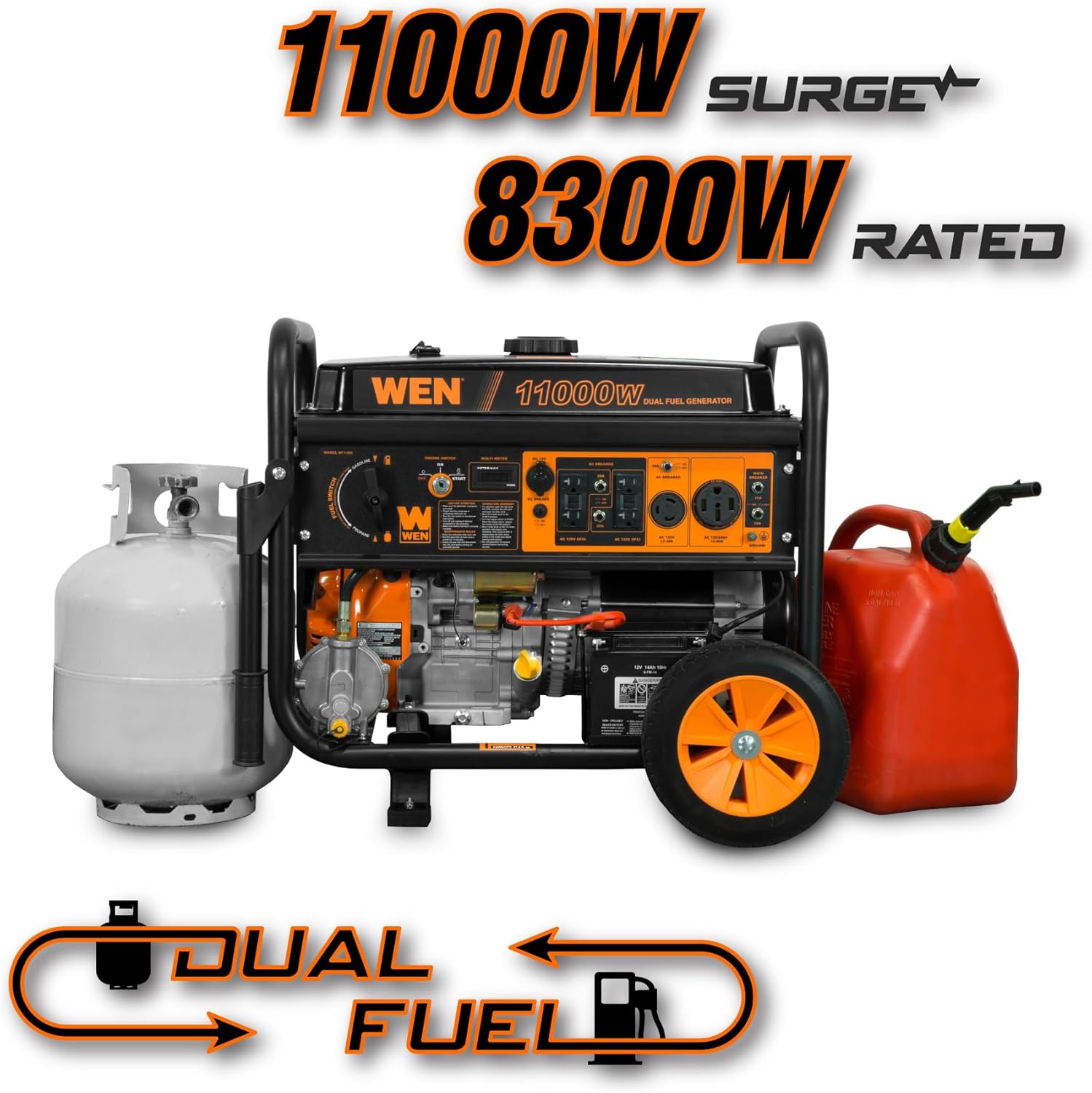 WEN 11,000-Watt 120V/240V Dual Fuel Portable Generator with Wheel Kit and Electric Start (DF1100T) Gronata