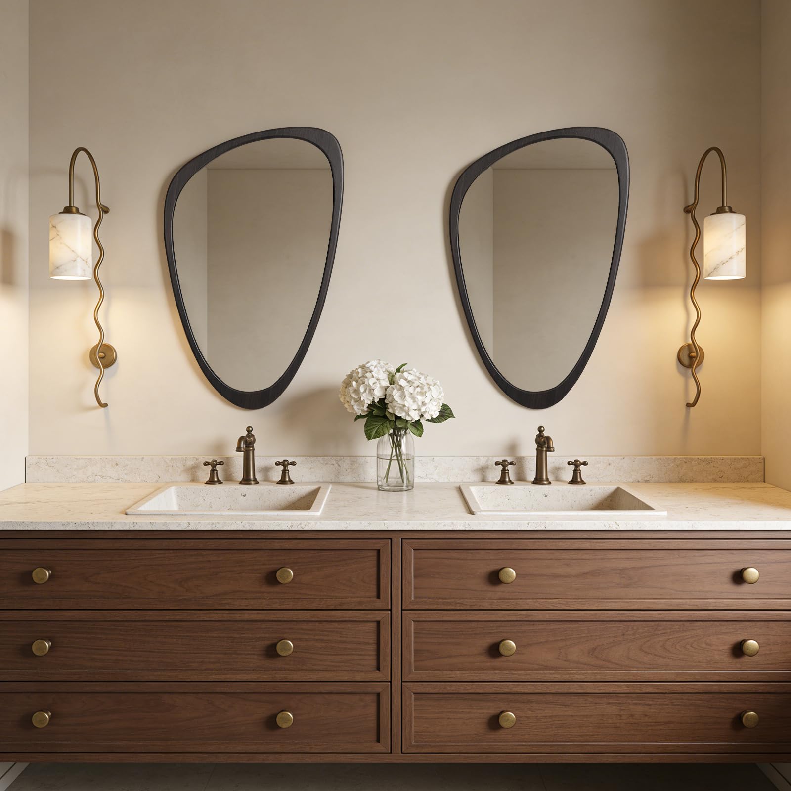 WallBeyond Asymmetrical Mirror, Irregular Mirror Full Length, Boho Wall Mirrors Decorative for Bedroom Living Room Entryway Hall, Mid Century Modern Decor 48" H x 22" W Gronata