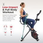 Sunny Health & Fitness Foldable Magnetic Stationary Exercise X-Bike Pro, 300 LB Capacity, Low-Impact, 14-Level Resistance, Ergonomic Support, SunnyFit App Enhanced Connectivity - SF-B223012 Gronata