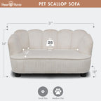 Paws & Purrs Retro Scalloped Back Sofa Style Pet Bed, Dog & Cat Couch with Tufted Cushion & Armrest, Stylish Indoor Pet Furniture, Sage Gronata