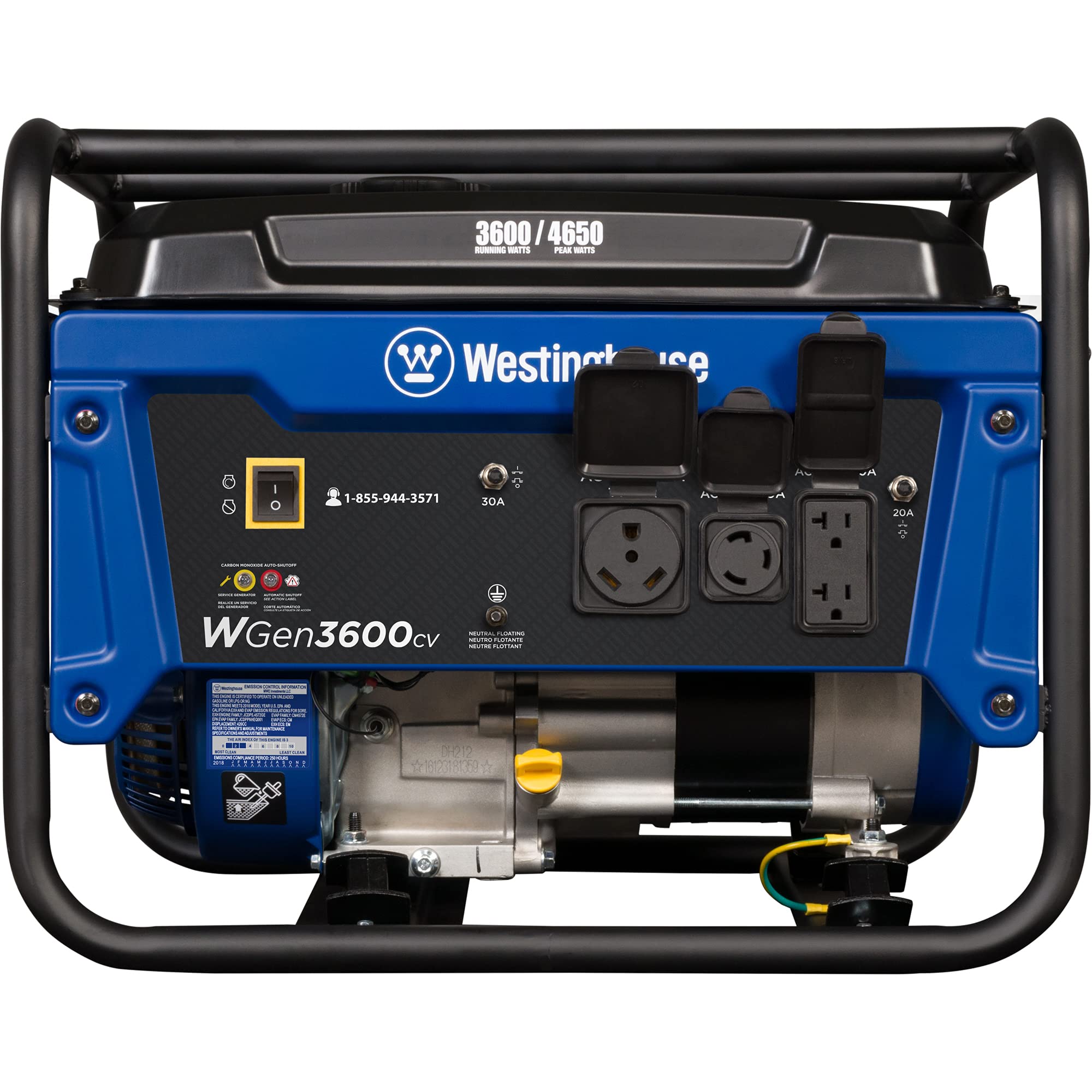 Westinghouse 4650 Peak Watt Dual Fuel Portable Generator, Remote Electric Start with Auto Choke, RV Ready 30A Outlet, Gas & Propane Powered, CO Sensor Gronata