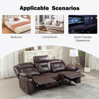 EBELLO Faux Leather Recliner Sofa Furniture Set for Living Room, 2 Recliner Chairs, 3 Seat Reclining Sofa Couch Set for Meeting Room, Brown Gronata