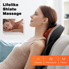 Boriwat Back Massager with Heat, 3D Kneading Massage Pillow for Back, Neck, Shoulder, Leg Pain Relief Deep Tissue, Gifts for Women Men Mom Dad Gronata