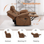 EBELLO Faux Leather Recliner Sofa Furniture Set for Living Room, 2 Recliner Chairs, 3 Seat Reclining Sofa Couch Set for Meeting Room, Brown Gronata