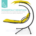 Best Choice Products Outdoor Hanging Curved Steel Chaise Lounge Chair Swing w/Built-in Pillow and Removable Canopy - Navy Blue Gronata