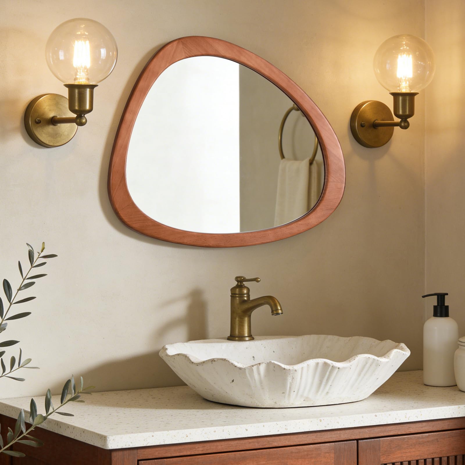 WallBeyond Asymmetrical Mirror, Irregular Mirror Full Length, Boho Wall Mirrors Decorative for Bedroom Living Room Entryway Hall, Mid Century Modern Decor 48" H x 22" W Gronata