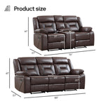 EBELLO Faux Leather Recliner Sofa Furniture Set for Living Room, 2 Recliner Chairs, 3 Seat Reclining Sofa Couch Set for Meeting Room, Brown Gronata