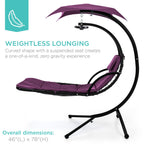 Best Choice Products Outdoor Hanging Curved Steel Chaise Lounge Chair Swing w/Built-in Pillow and Removable Canopy - Navy Blue Gronata