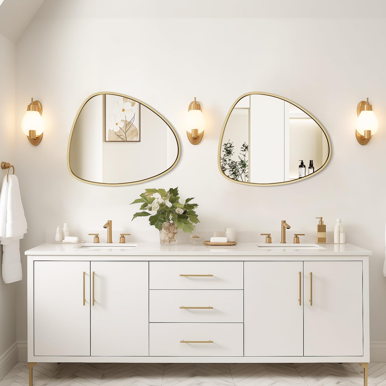 WallBeyond Asymmetrical Mirror, Irregular Mirror Full Length, Boho Wall Mirrors Decorative for Bedroom Living Room Entryway Hall, Mid Century Modern Decor 48" H x 22" W Gronata