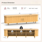 OneBlis 70" Mid Century Modern TV Stand, Wood TV Consoles with Sliding Doors and Power Outlet, Entertainment Center with Adjustable Shelves, Fluted TV Stands for Living Room, Walnut Gronata